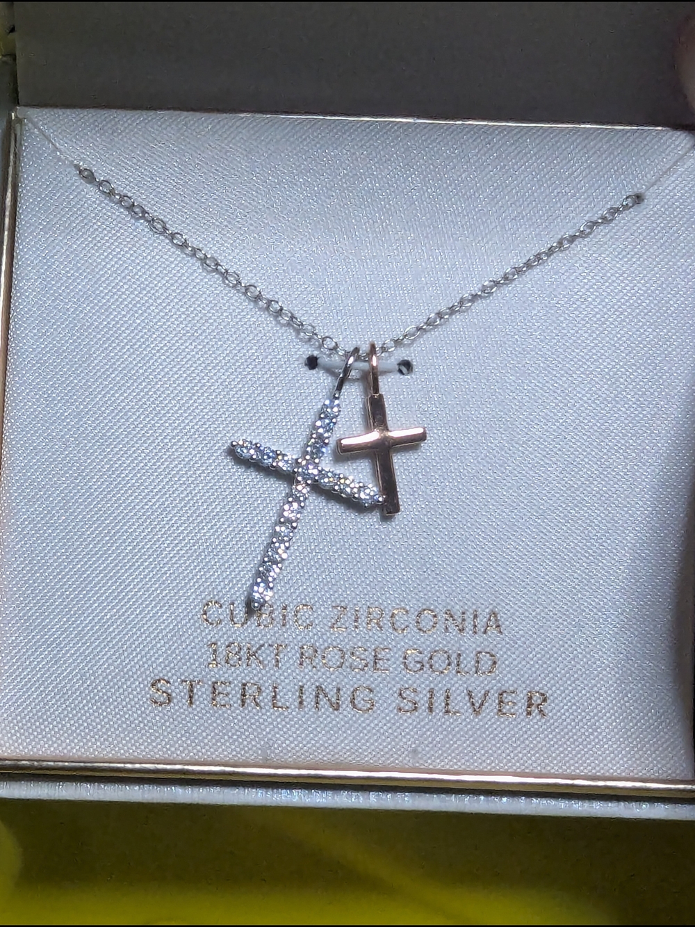 Primrose Necklace 18kt Rose Gold Sterling Silver Crosses
